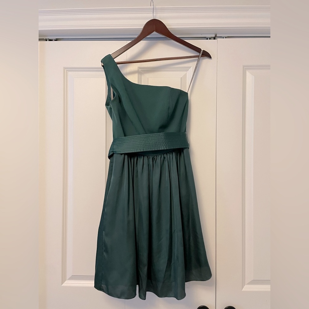Forest Green One Shoulder Cocktail Dress